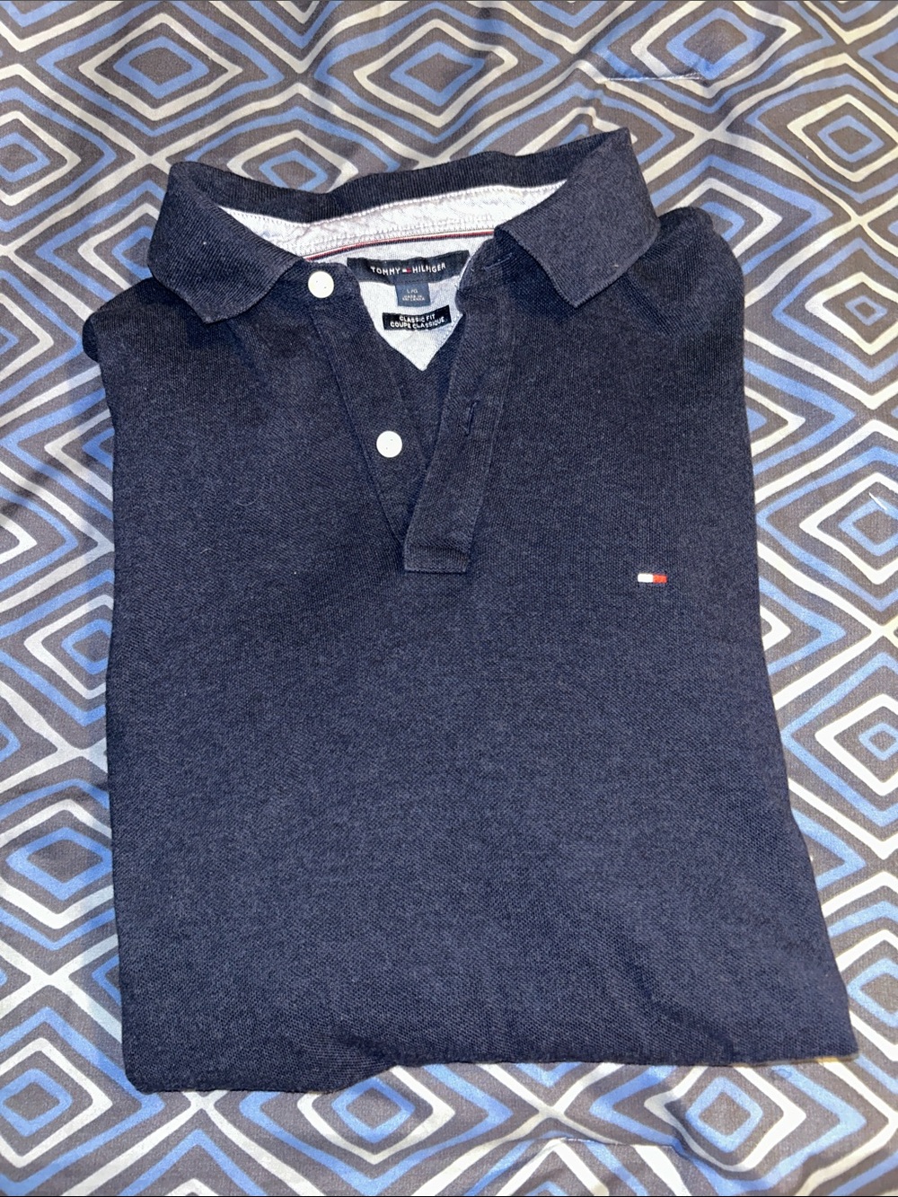 Tommy Hilfiger Men’s Dark Navy Polo with Flag Logo